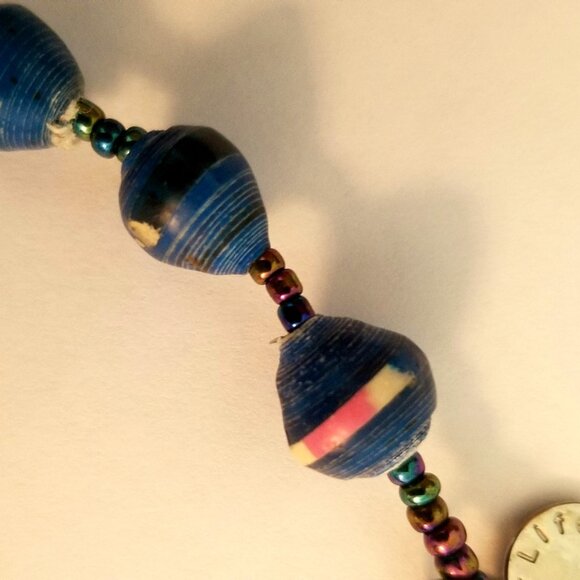 Handmade Bead for Life 18" Choker Necklace in Blue Multicolor - Picture 2 of 3